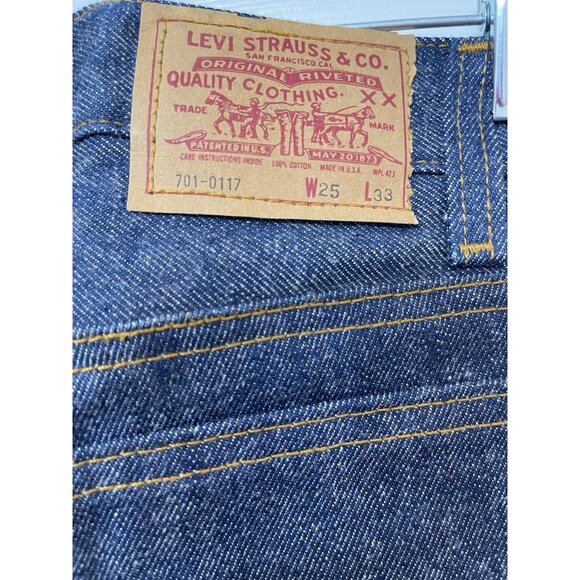 Vintage Levis 701 Rider Jeans Womens 25/33 Button Fly Made USA Rigid Denim 90s - Picture 15 of 16